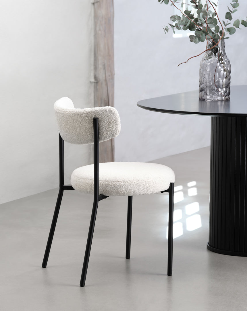 Scaun de dining GIMLI, tapițerie teddy alb untMobCenter