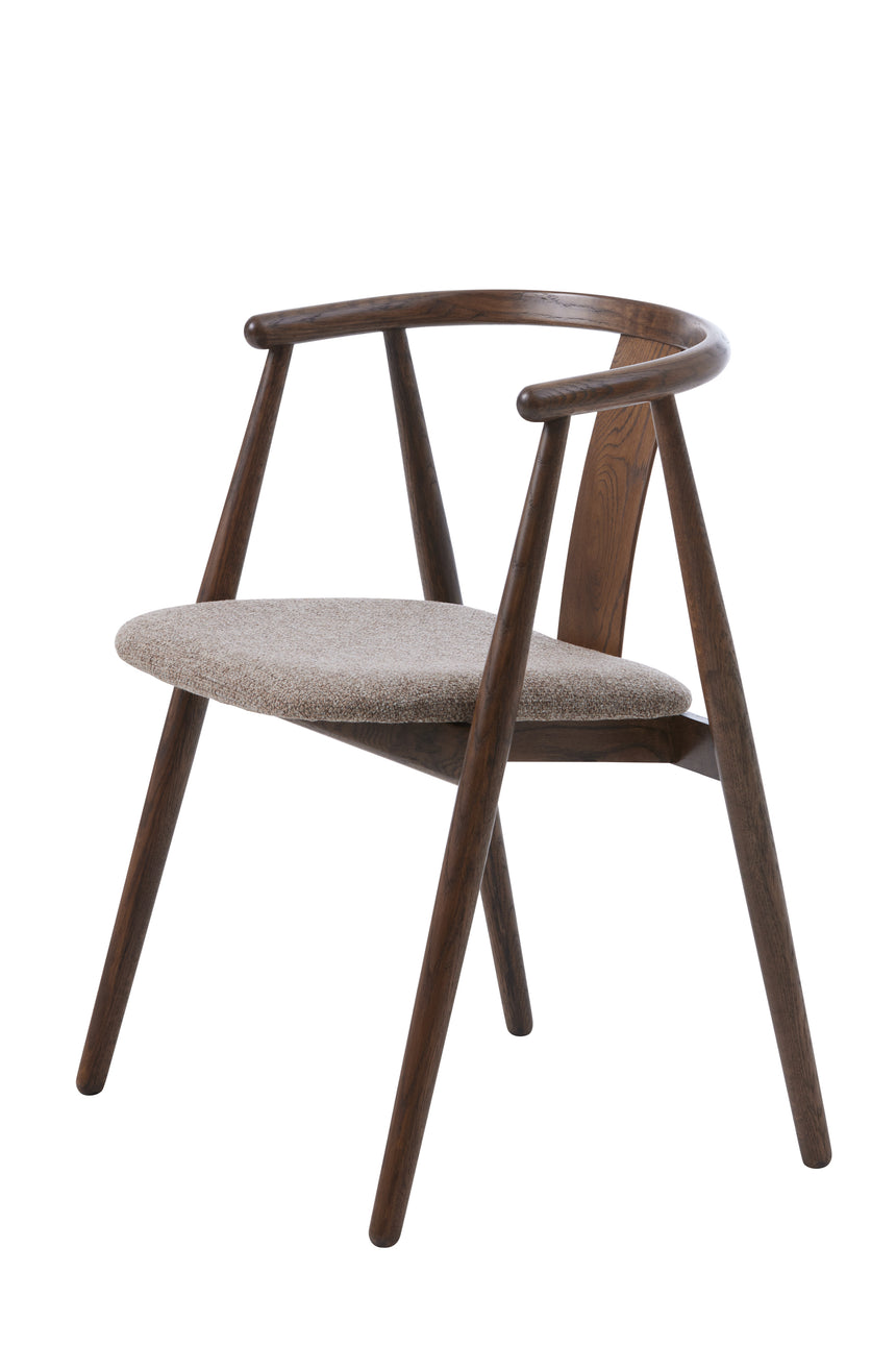 Scaun de dining RELATE, cu cadru din stejar smoked și tapițerie latteMobCenter