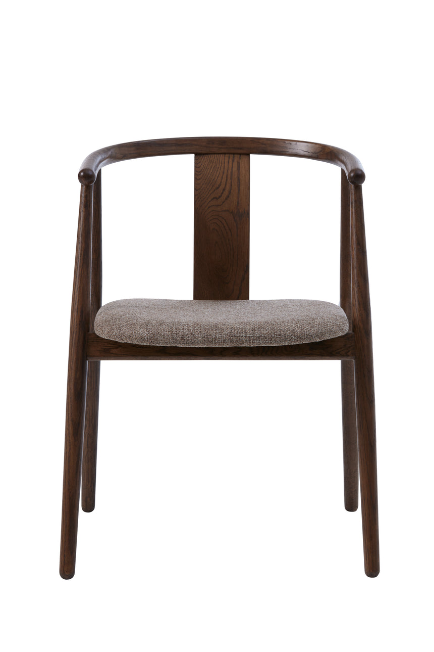 Scaun de dining RELATE, cu cadru din stejar smoked și tapițerie latteMobCenter