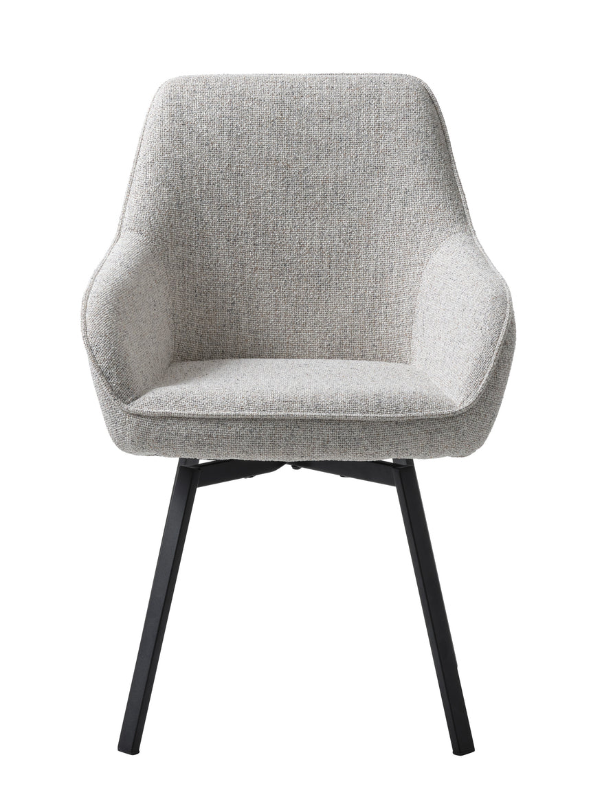 Scaun de dining cu brațe ALMA, tapițerie melange alb untMobCenter