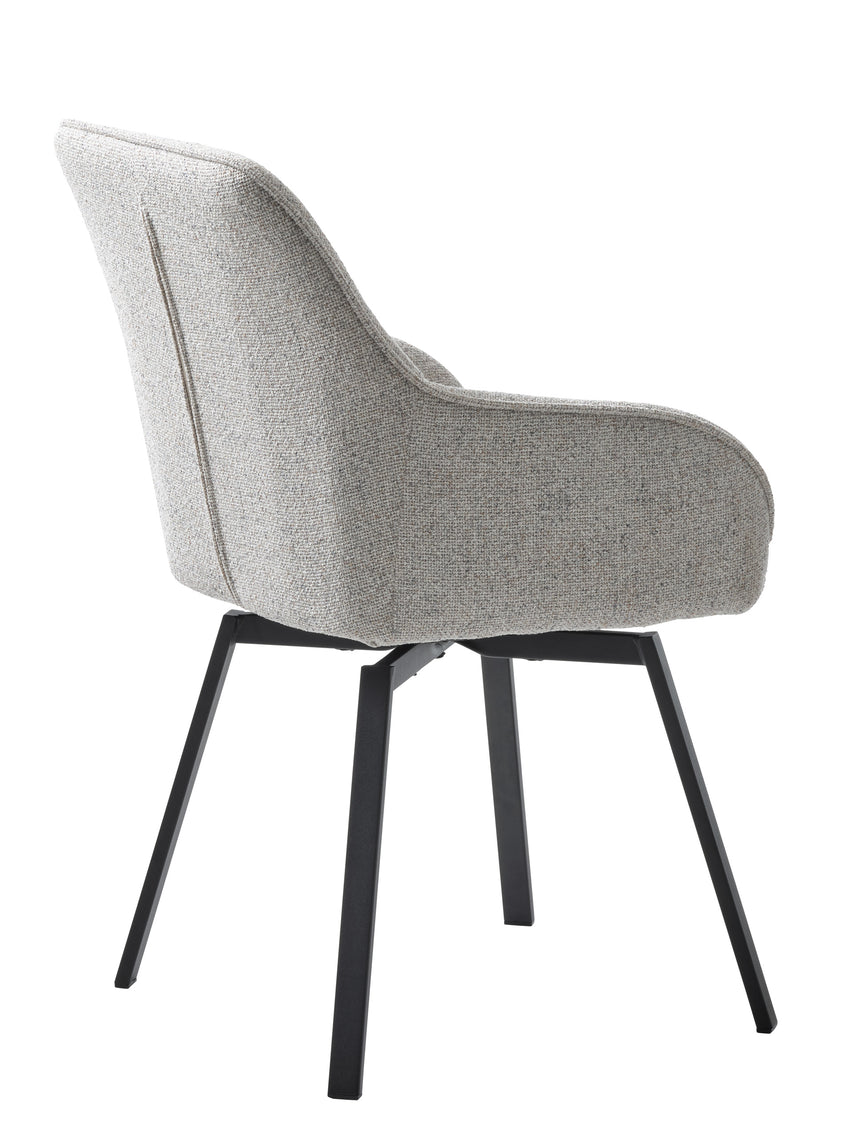 Scaun de dining cu brațe ALMA, tapițerie melange alb untMobCenter