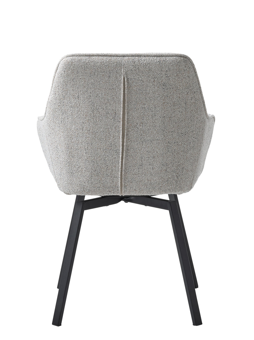 Scaun de dining cu brațe ALMA, tapițerie melange alb untMobCenter