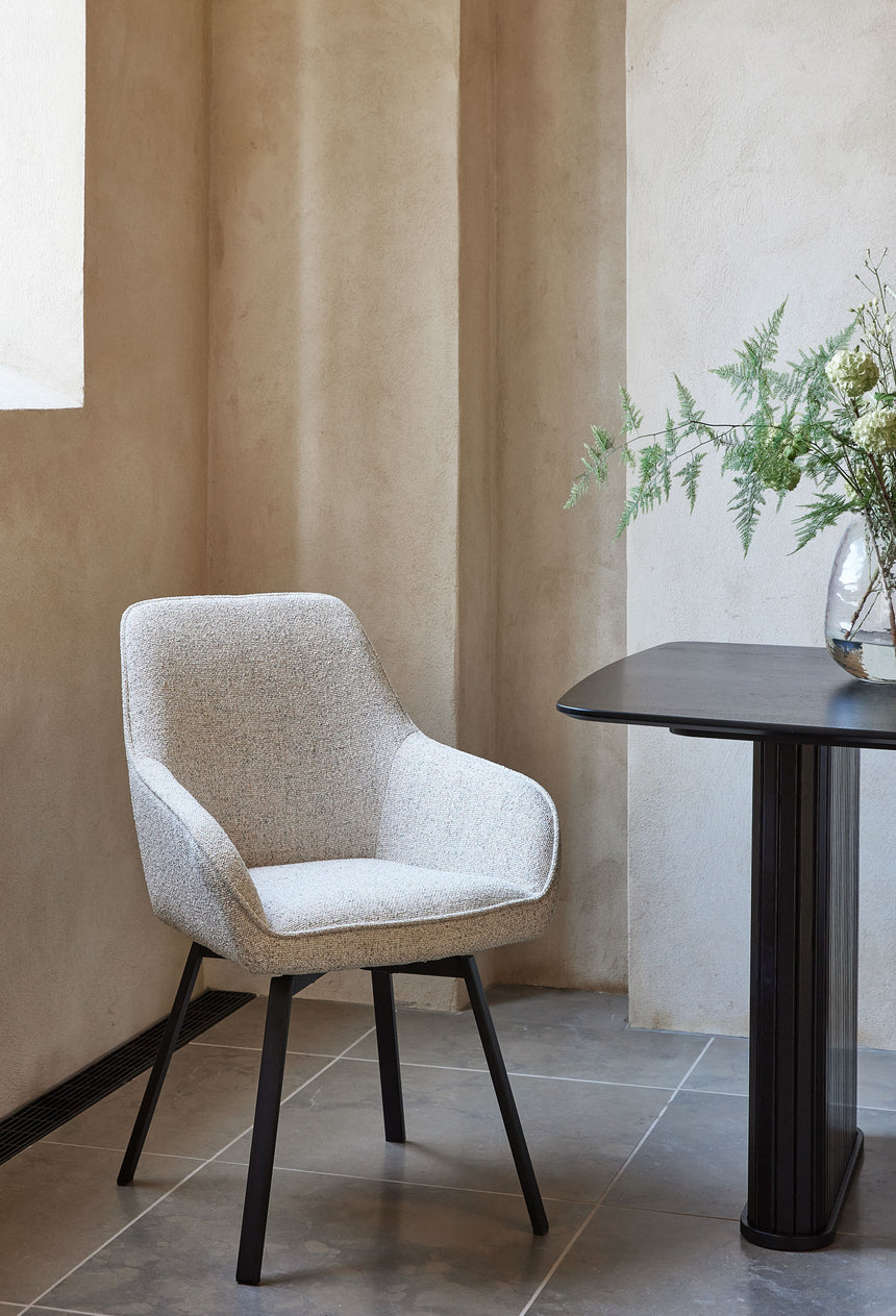 Scaun de dining cu brațe ALMA, tapițerie melange alb untMobCenter