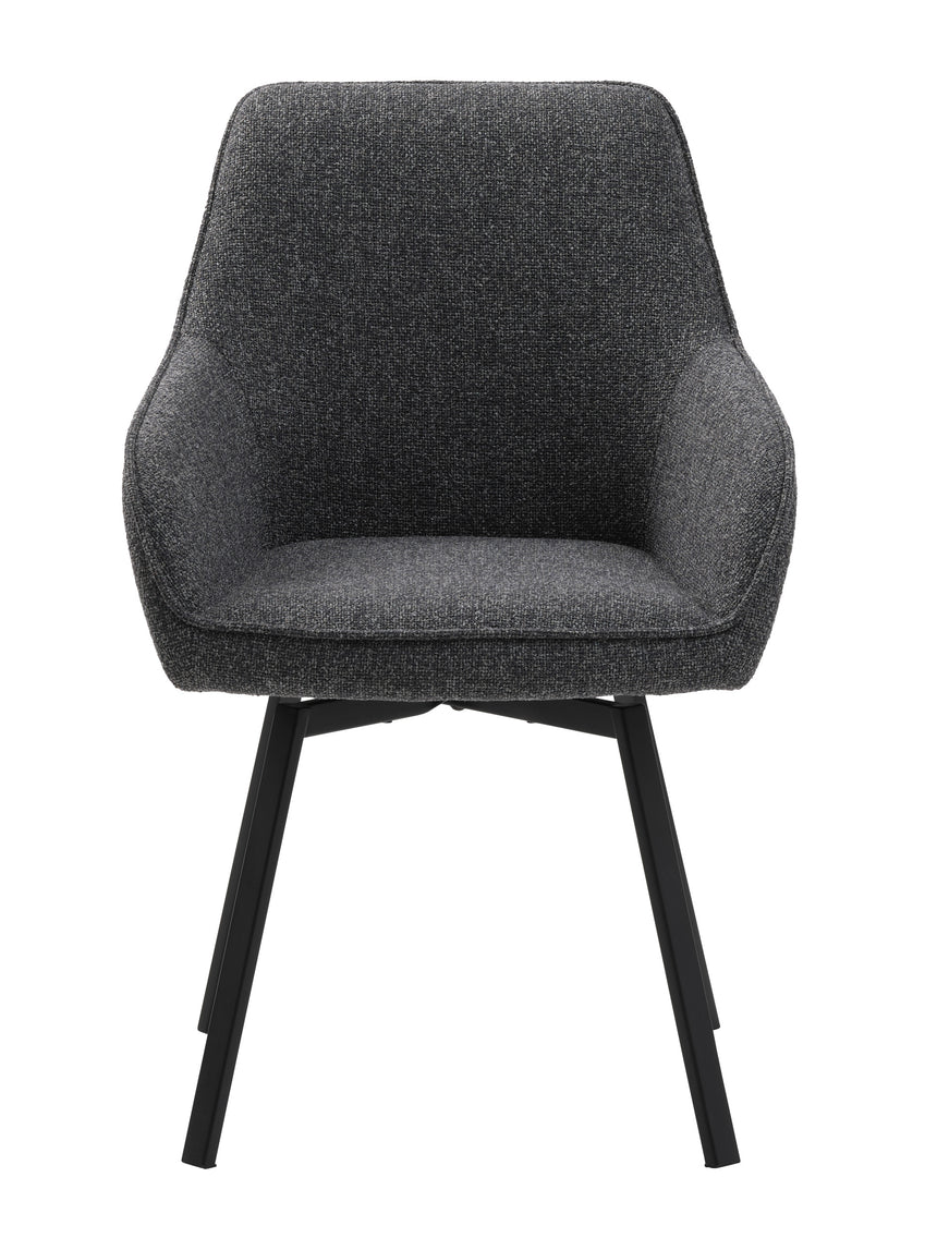 Scaun de dining cu brațe ALMA, tapițerie melange gri închisMobCenter