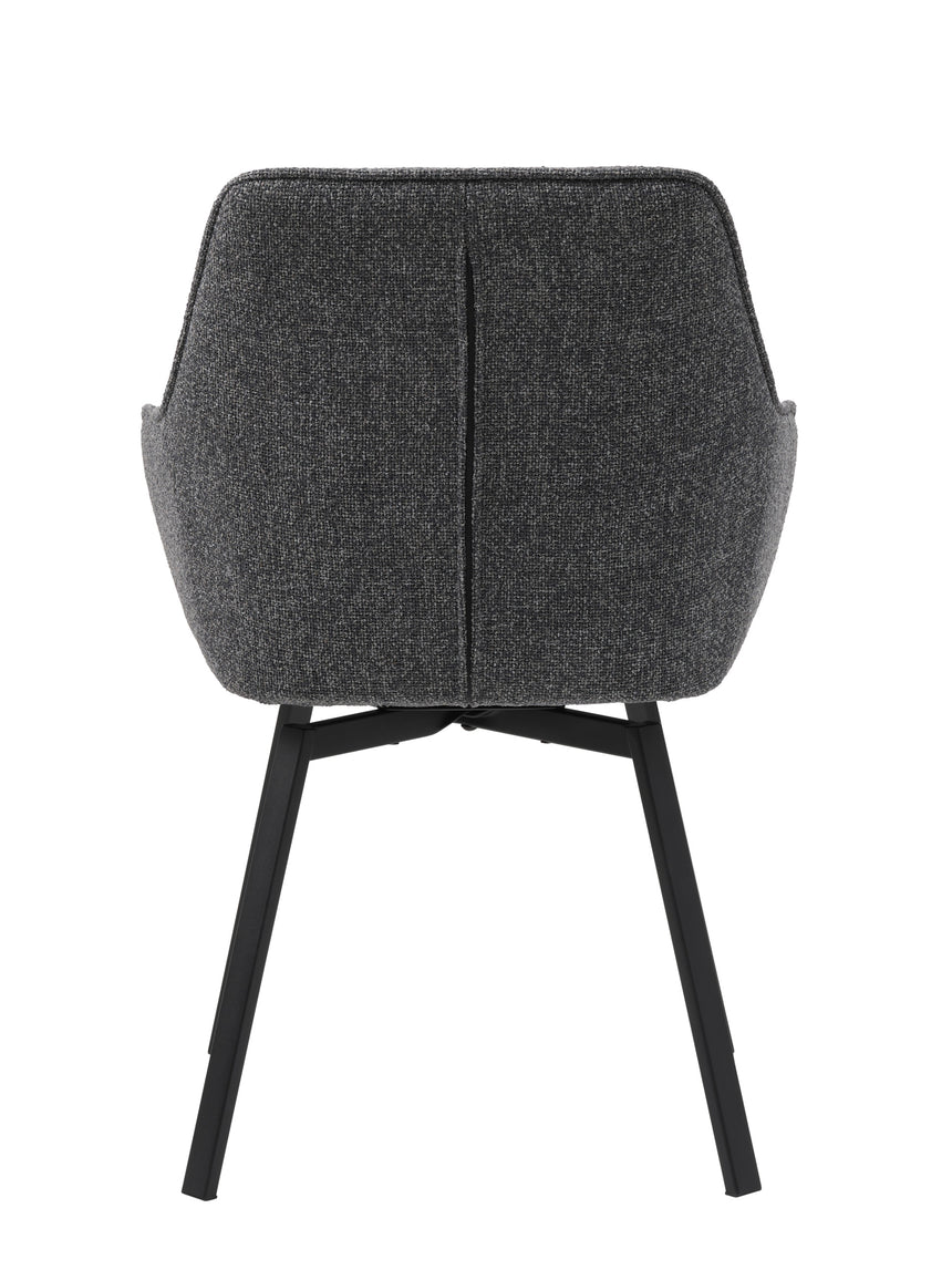 Scaun de dining cu brațe ALMA, tapițerie melange gri închisMobCenter