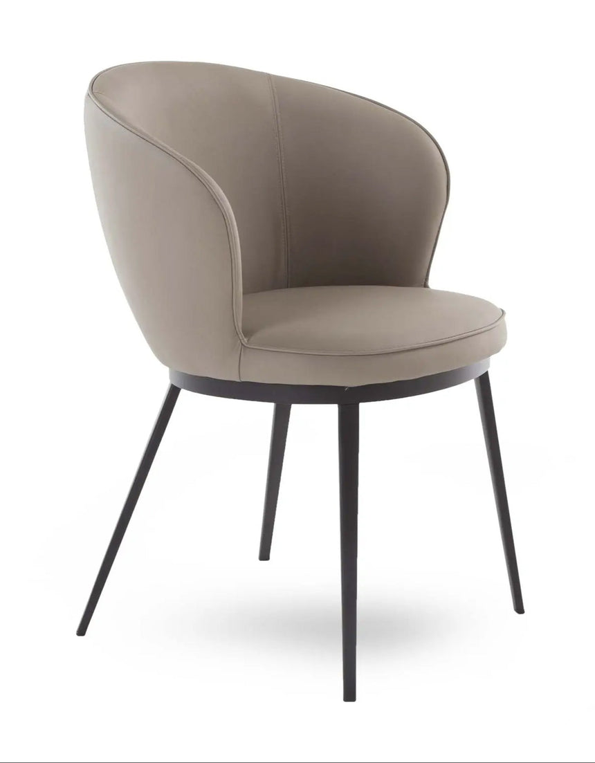 Scaun de dining cu brațe GAIN, tapițerie din piele ecologică taupeMobCenter