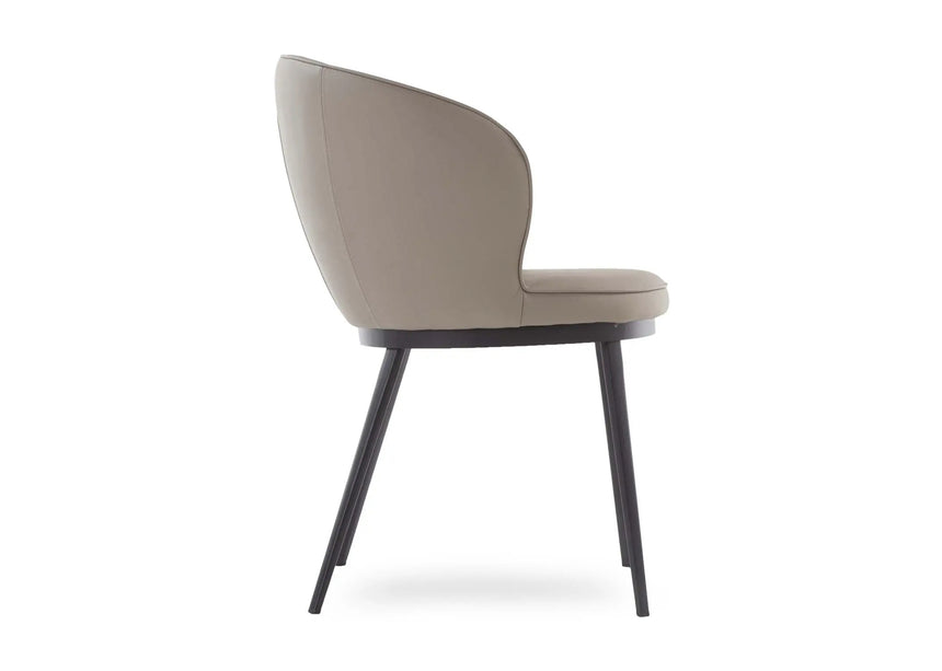 Scaun de dining cu brațe GAIN, tapițerie din piele ecologică taupeMobCenter