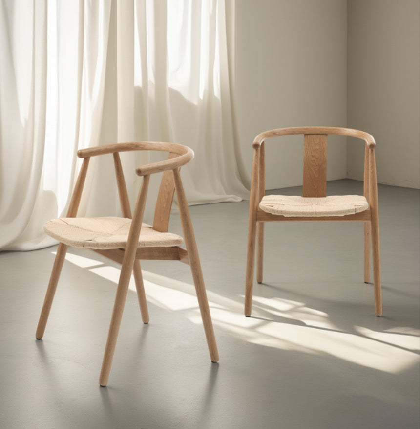 Scaun de dining cu brațe RELATE, cu cadru din stejar naturMobCenter