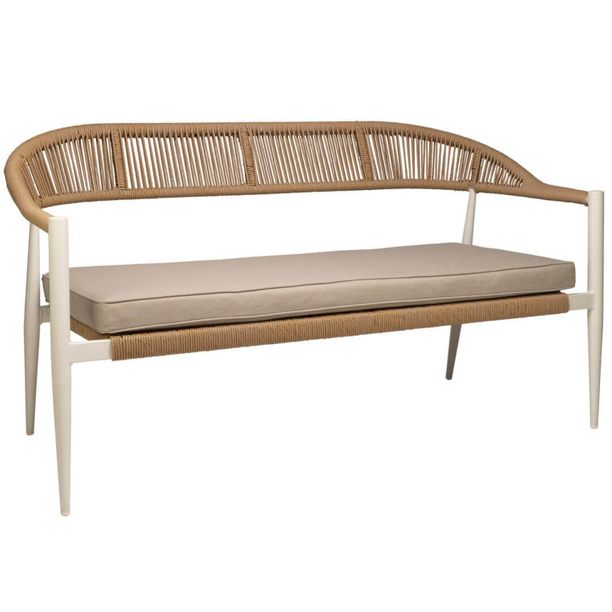 Set lounge de exterior Jonah pentru 4 persoane – alb și naturMobCenter