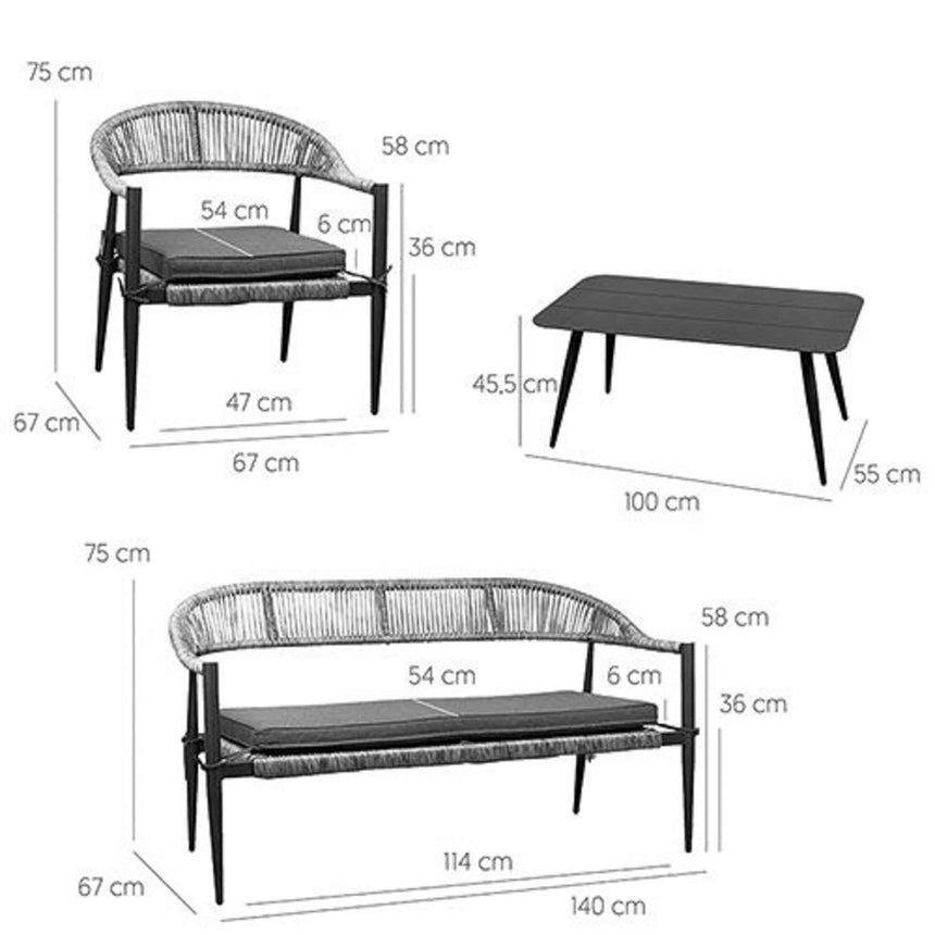 Set lounge de exterior Jonah pentru 4 persoane – alb și naturMobCenter