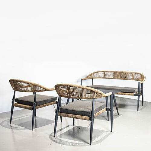 Set lounge de exterior Jonah pentru 4 persoane – antracit și naturMobCenter