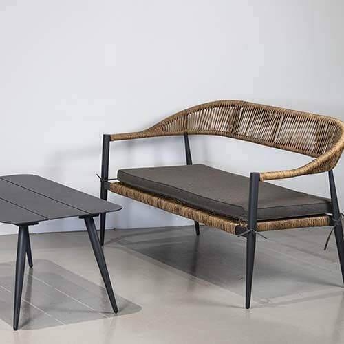 Set lounge de exterior Jonah pentru 4 persoane – antracit și naturMobCenter