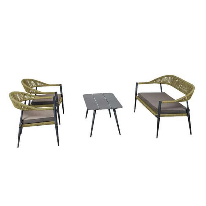 Set lounge de exterior Jonah pentru 4 persoane – verde măsliniuMobCenter