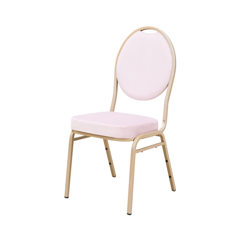 Scaun de banchet Herman Modern din catifea roz, vedere laterală