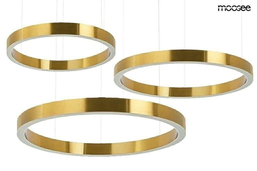 lampă cu pandantiv Inel 60 + 80 + 100 aur pe un cap de linieMobCenter