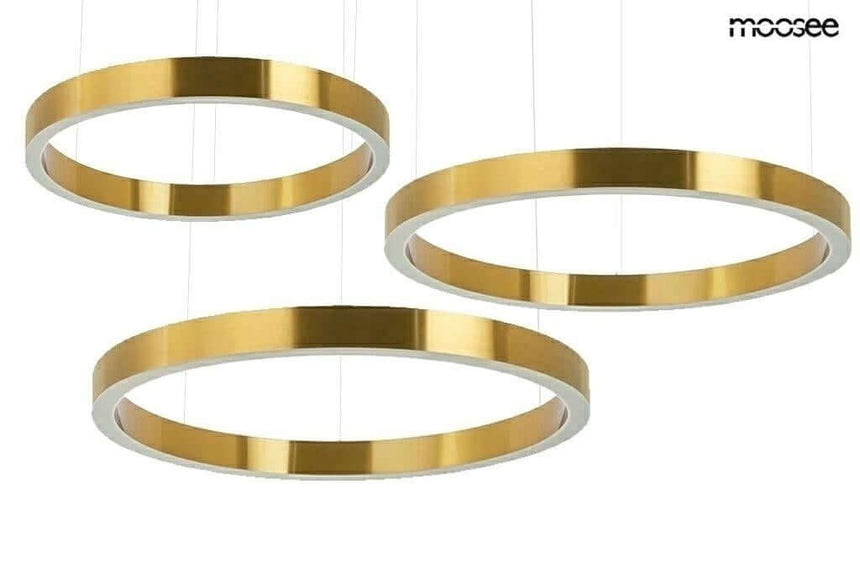 lampă cu pandantiv Inel 80 + 80 + 100 aur pe un cap de linieMobCenter