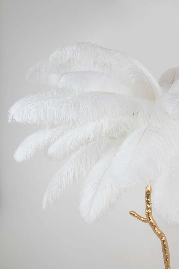 lampă de podea Tiffany 175 alamă albă/pene naturaleMobCenter