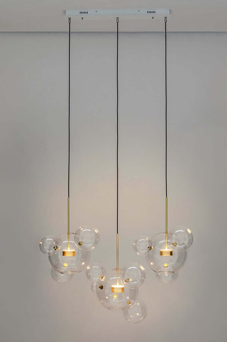 lampă suspendată Capri Line 3 gold - 180 Led, aluminiu, sticlăMobCenter