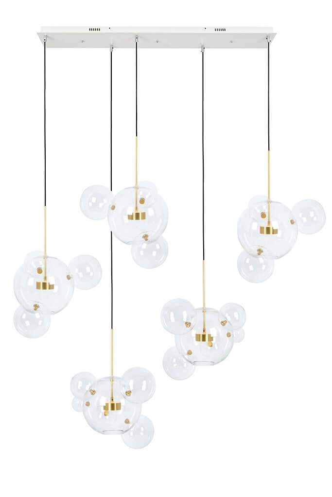 lampă suspendată Capri Line 5 gold - 300 Led, aluminiu, sticlăMobCenter