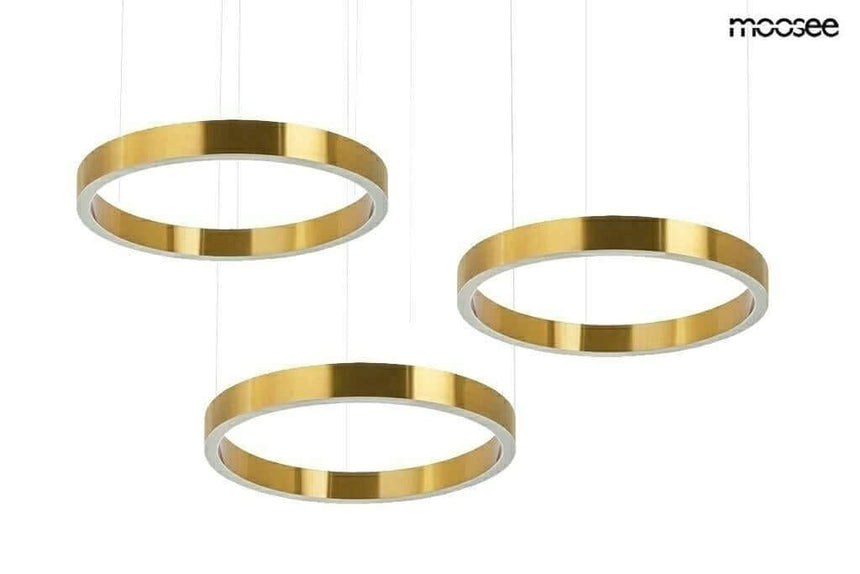 lampă suspendată Ring 40 + 40 + 40 aur pe un singur corp de plafonMobCenter