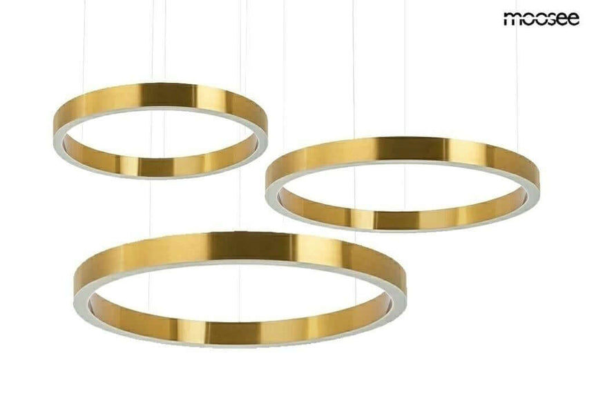 lampă suspendată Ring 40 + 60 + 80 aur pe un singur corp de iluminat de plafonMobCenter