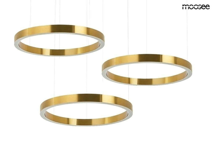 lampă suspendată Ring 60 + 60 + 60 aur pe un singur corp de iluminat de plafonMobCenter