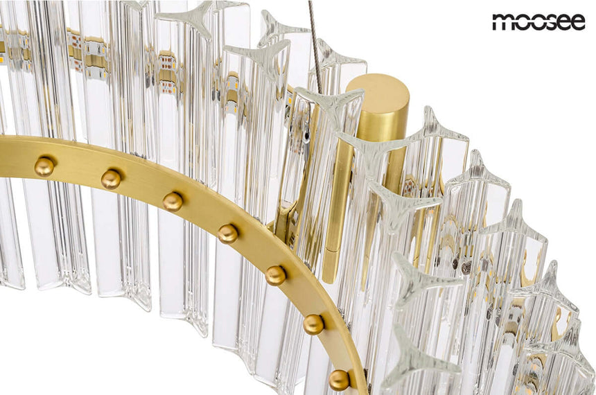 lampă suspendată Saturnus 47 Duo aur - Led, cristal, oțel periatMobCenter