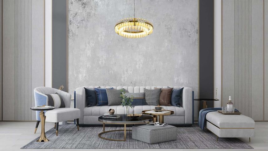 lampă suspendată Saturnus 47 Duo aur - Led, cristal, oțel periatMobCenter