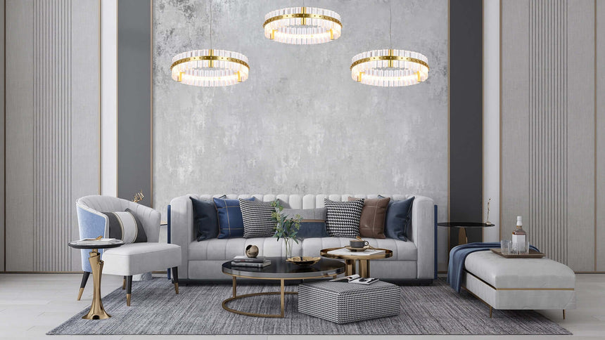 lampă suspendată Saturnus 47 aur - Led, cristal, oțel periatMobCenter