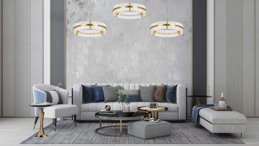 lampă suspendată Saturnus 47 aur - Led, cristal, oțel periatMobCenter