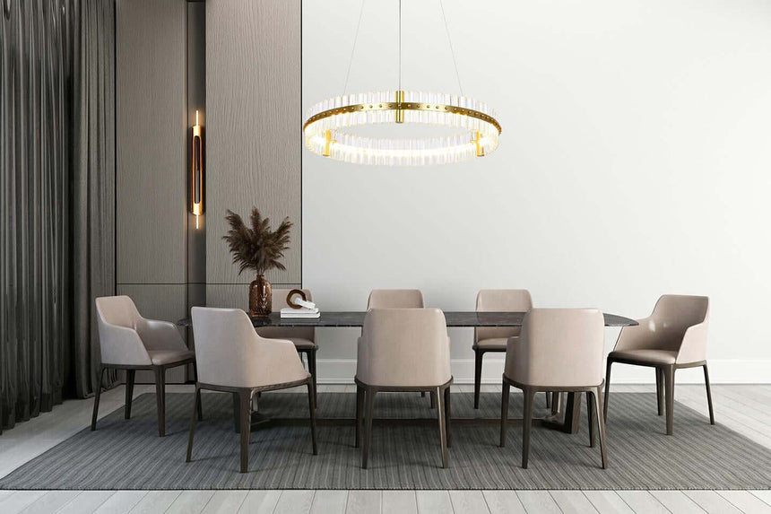 lampă suspendată Saturnus 70 aur - Led, cristal, oțel periatMobCenter