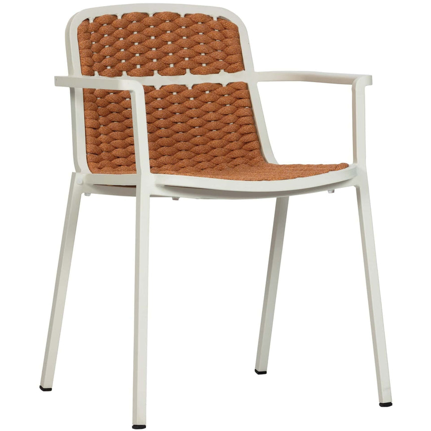 Set masă terasă Tora 5 piese – alb/ocru, 120×70 cm