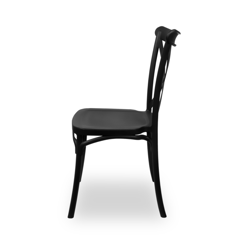 Scaun de nuntă Chiavari Fiorini în variantă neagră, vedere laterală