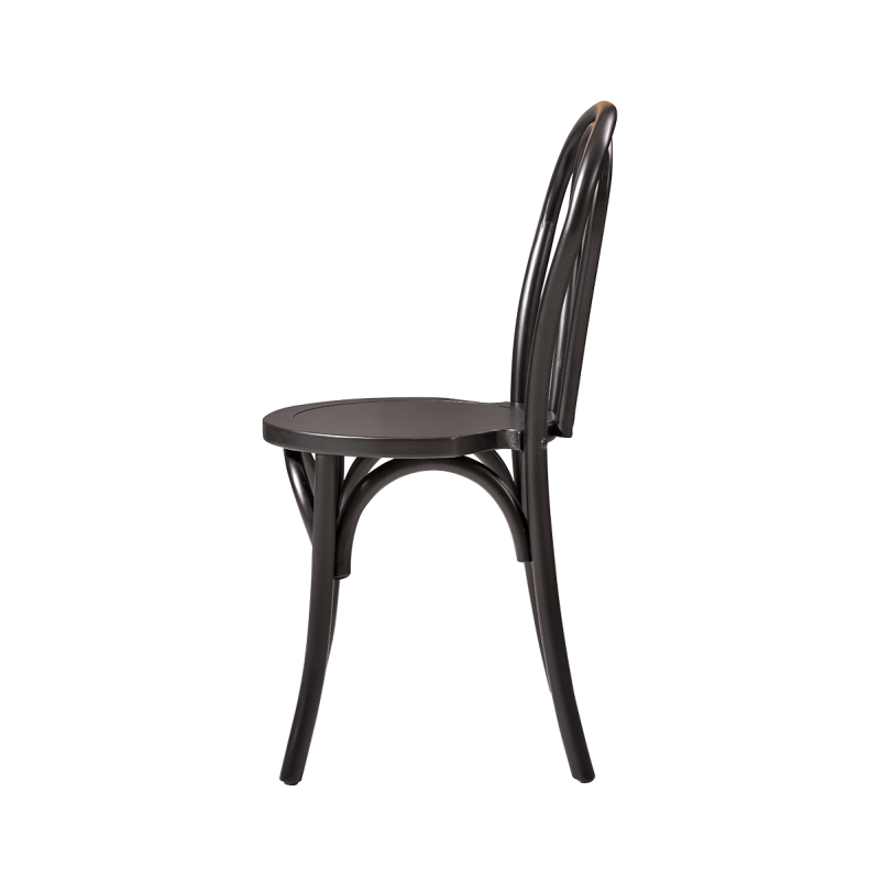Scaun de nuntă Monet Wood cu finisaj negru, vedere laterală