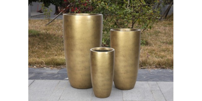 PX Ghiveci in Forma de Cilindru din Fibra Ceramica - auriu