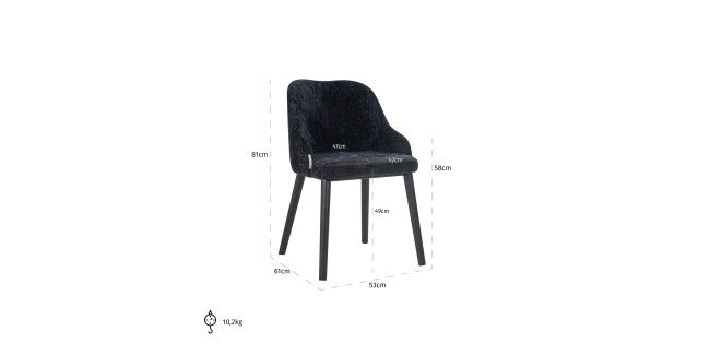 NT Twiggy Black scaun tapitat, elegant, exclusiv