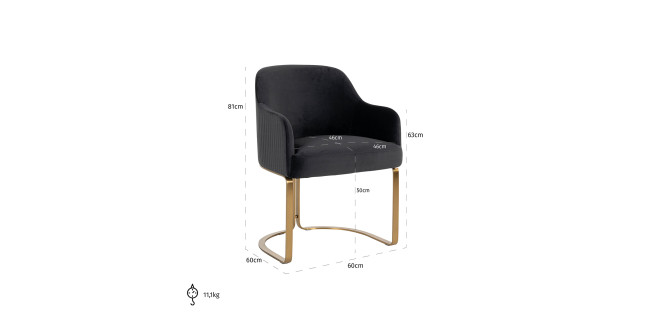 NT Hadley Antraciet / Gold scaun tapitat de design