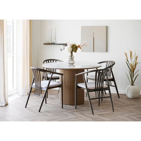 Scaun de dining Agustin – Stejar afumat / șezut textil