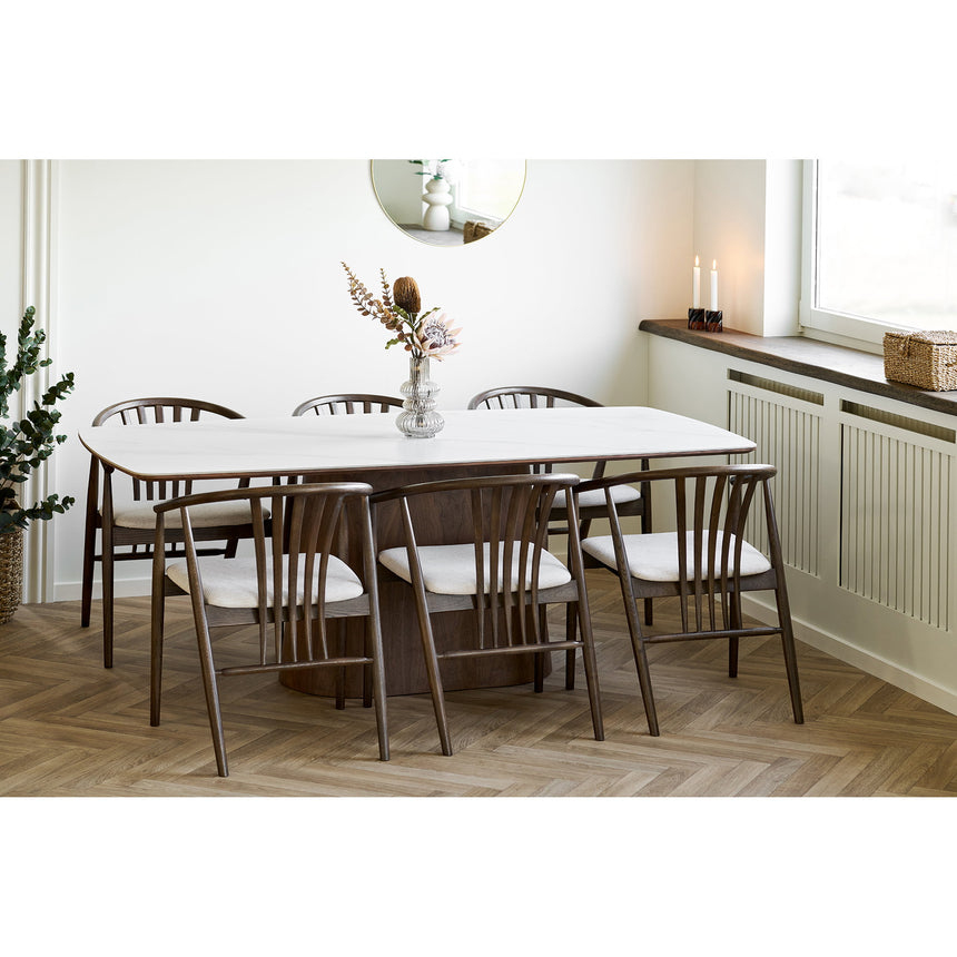 Scaun de dining Agustin – Stejar afumat / șezut textil