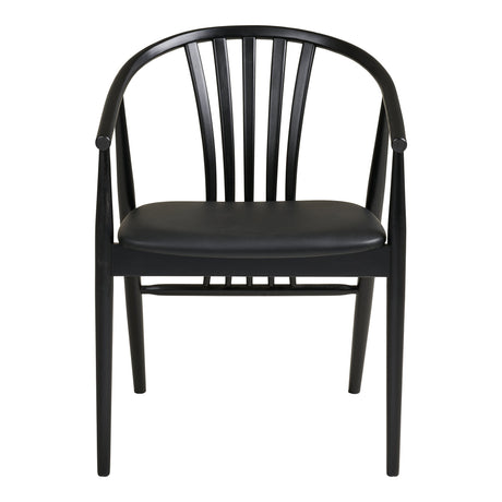 Scaun de dining Agustin – Negru / șezut piele ecologică