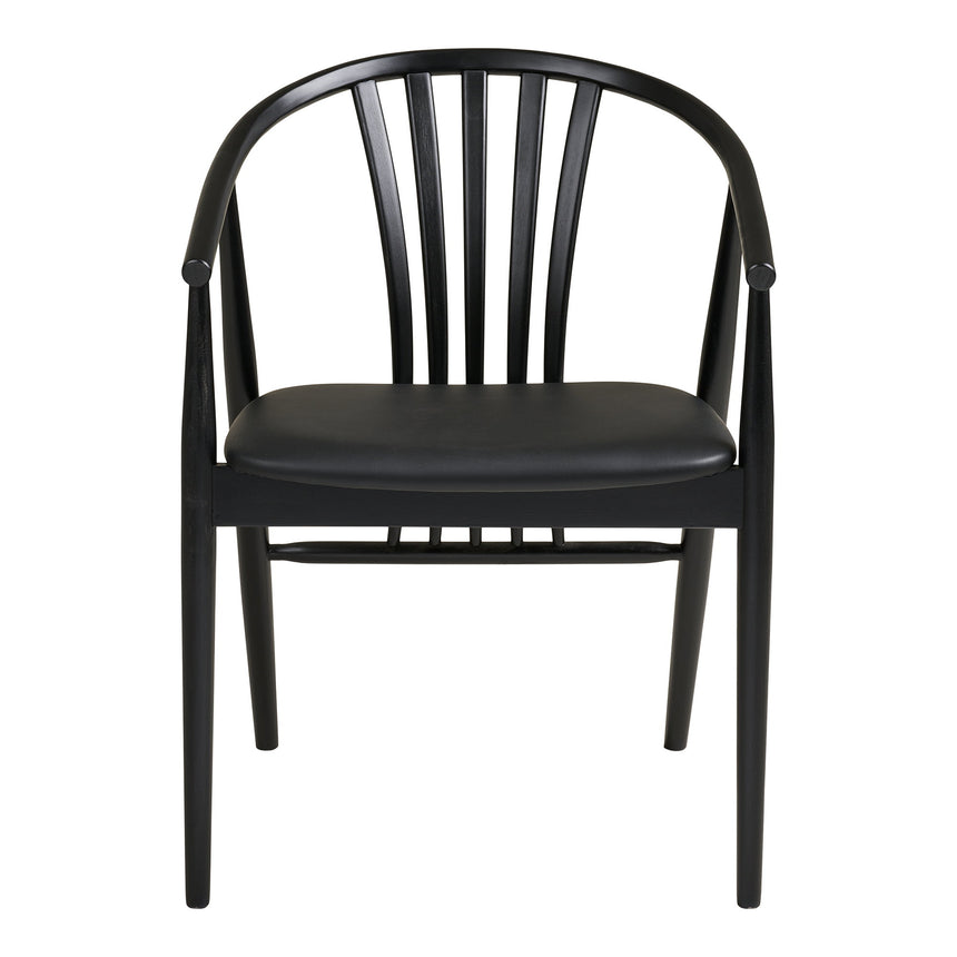 Scaun de dining Agustin – Negru / șezut piele ecologică