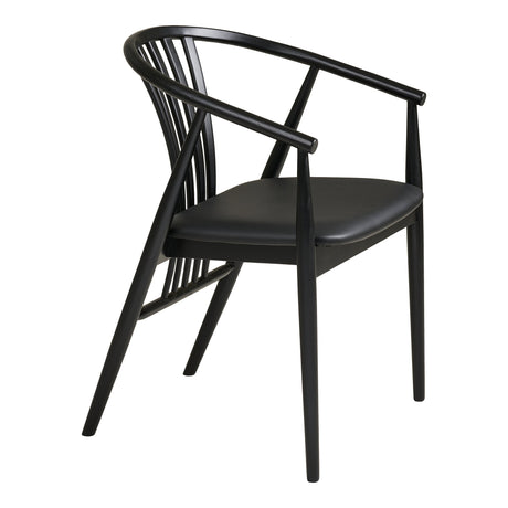 Scaun de dining Agustin – Negru / șezut piele ecologică