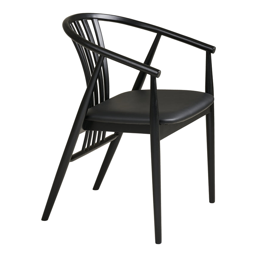 Scaun de dining Agustin – Negru / șezut piele ecologică