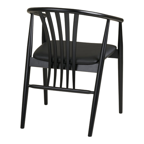 Scaun de dining Agustin – Negru / șezut piele ecologică