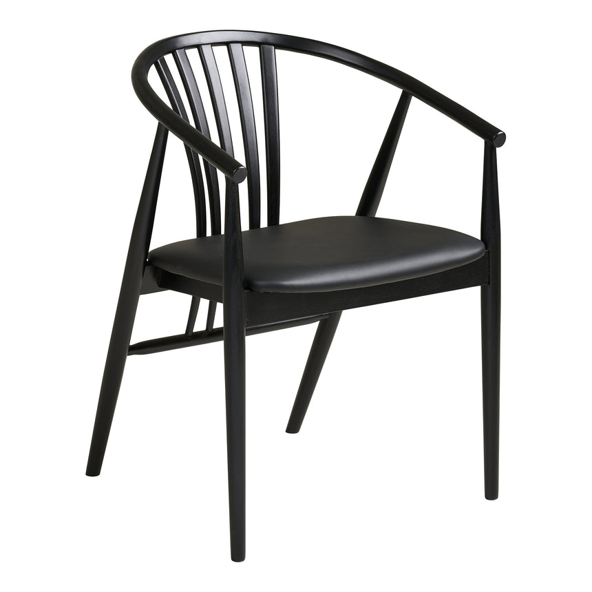 Scaun de dining Agustin – Negru / șezut piele ecologică