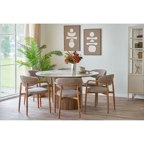 Scaun de dining cu brațe Levanto – Nisipiu / Natur