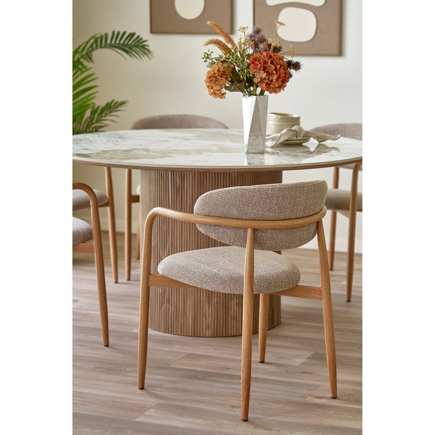 Scaun de dining cu brațe Levanto – Nisipiu / Natur