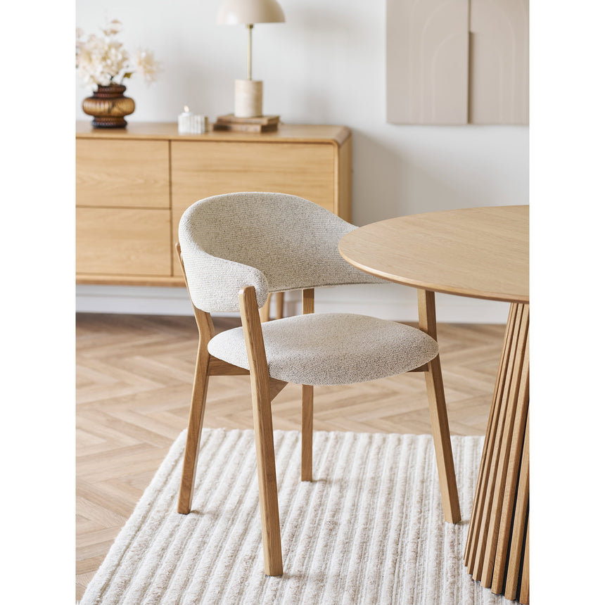 Scaun de dining cu brațe Dunkirk – Natur / Bej