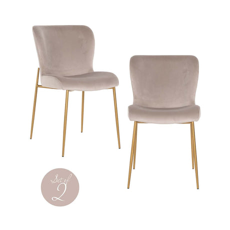 Scaun dining Richmond Odessa kaki catifea, ignifug (set 2 buc.)