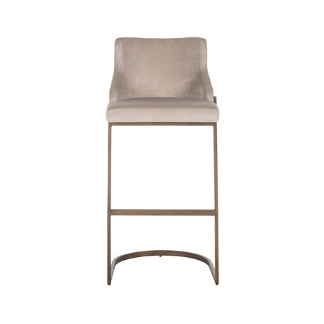 Scaun de bar Richmond Bolton catifea kaki, cadru auriu periat, ignifug (set 2 buc.)